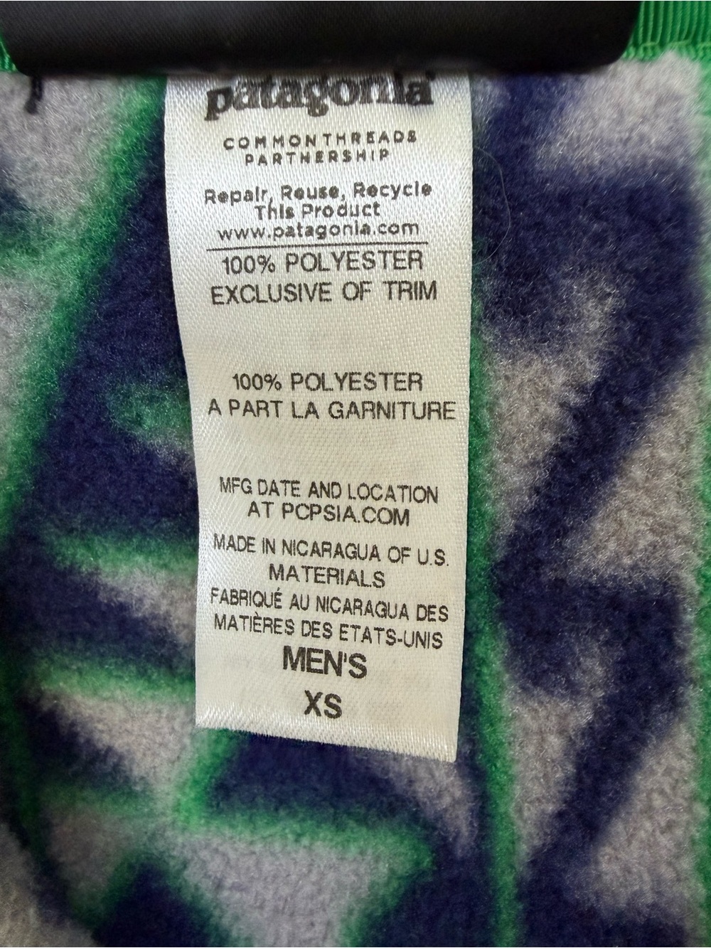 Patagonia Synchilla Snap-T Men’s XS Gray Green Aztec Fleece Pullover - Picture 5 of 13